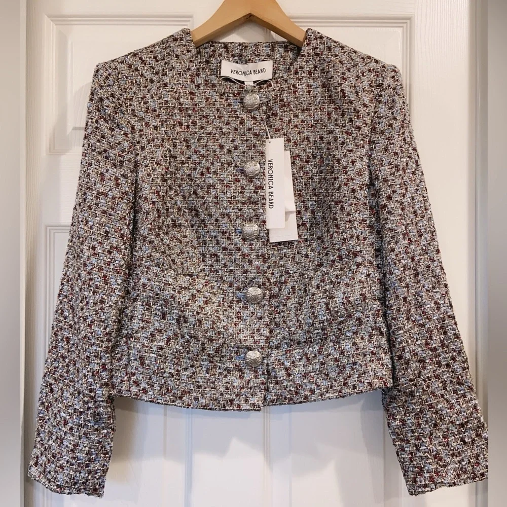 NWT $598 Veronica Beard Nathan Shimmer Tweed Jacket - Picture 3 of 7